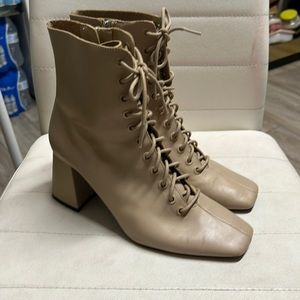 Zara Leather Block Heel Booties